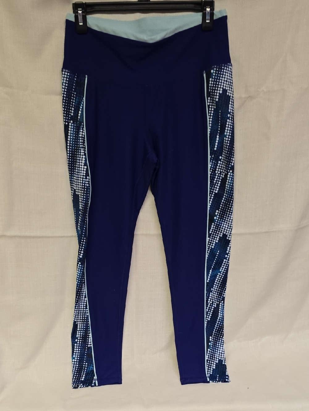 NWOT Xersion Royal Blue Athletic Leggings with Dot-Print Side Panels Size Medium